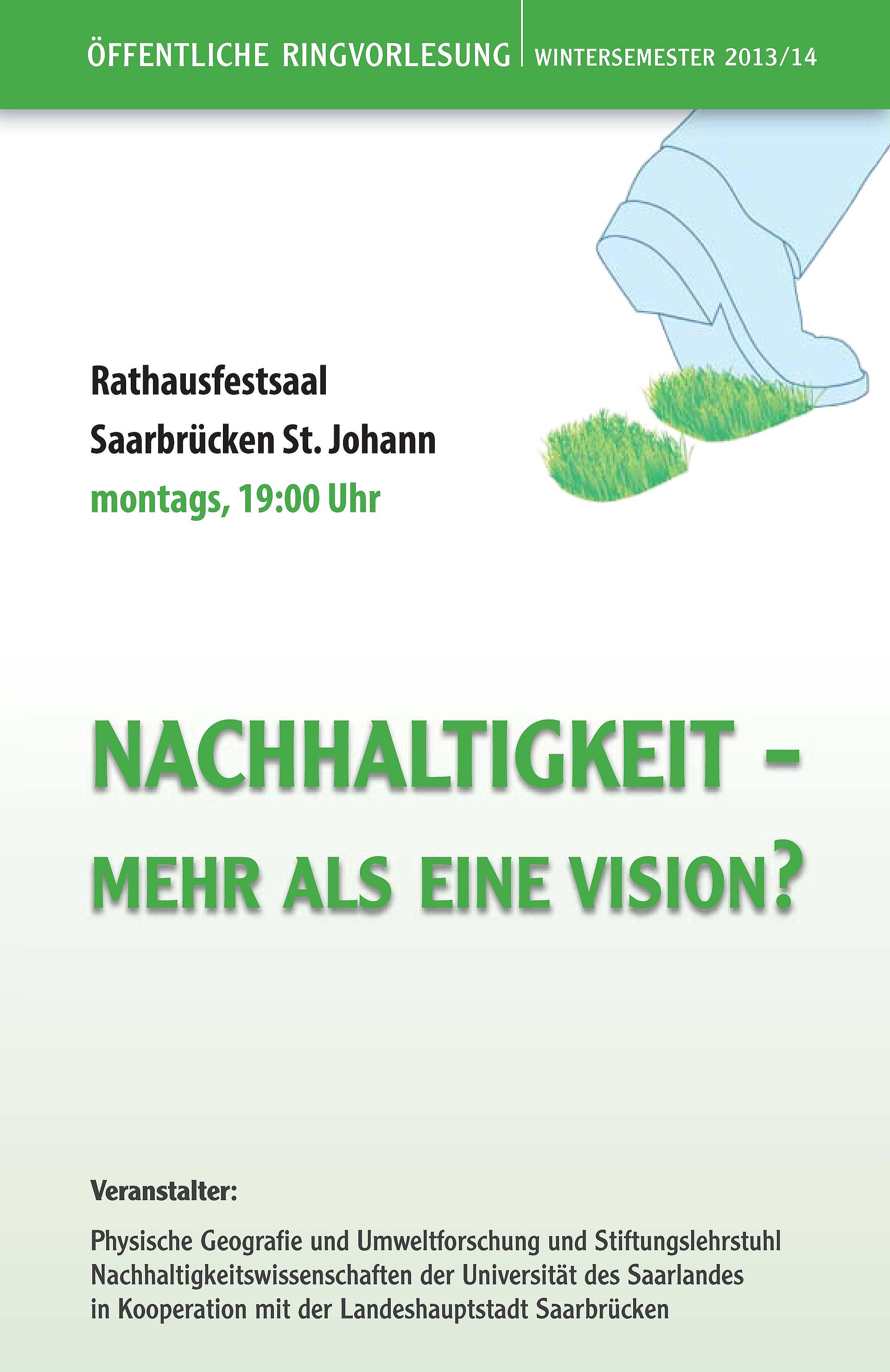 Werbeplakat der Ringvorlesung "Nachhaltigkeit - Mehr als eine Vision!?"