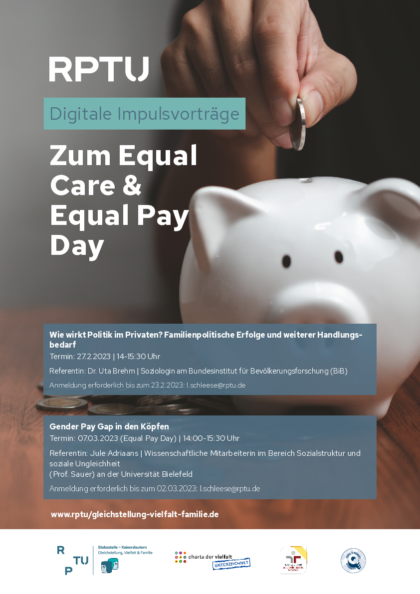 Plakat zu Digitale Impulsvorträge Zum Equal Care & Equal Pay Day