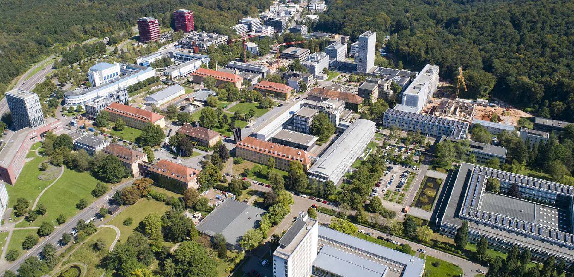 Der Campus Saarbrücken der Universität des Saarlandes von oben
