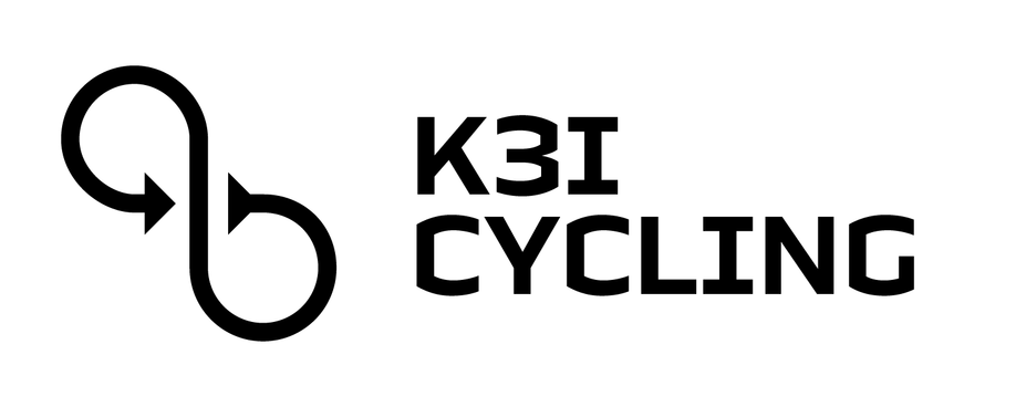 Logo des Projekts k3i-Cycling: ein Pfeil in Form einer 8, daneben der Name des Projekts
