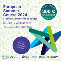 Plakat European Summer Course 2024 #TacklingCurrentWorldCha(lle)nges