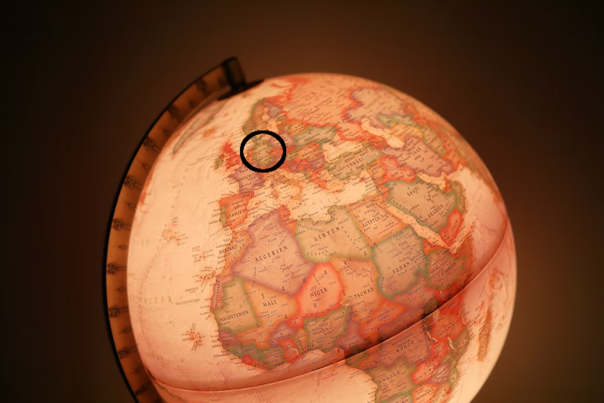 Bild eines Globus, Deutschland ist eingekreist