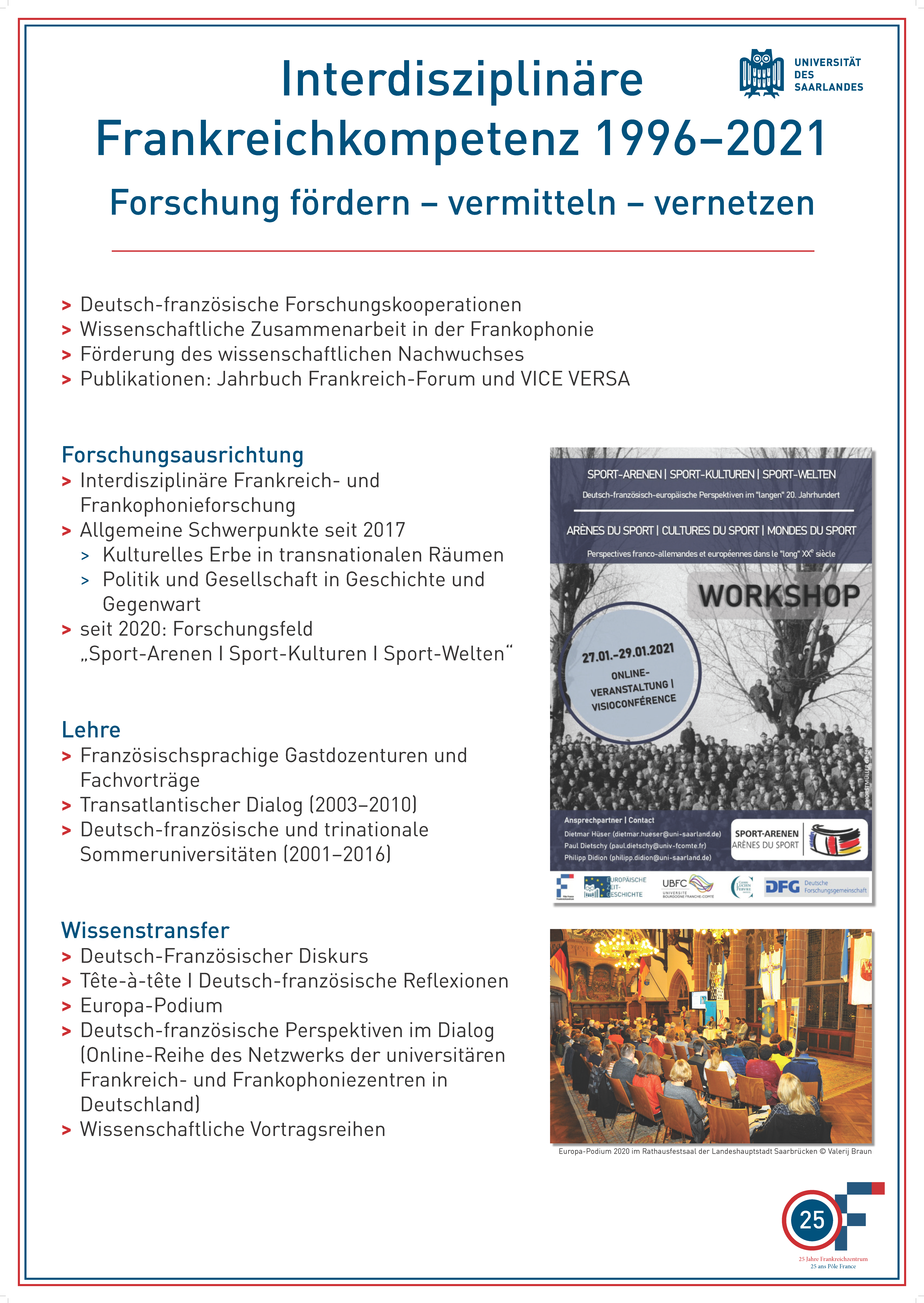 Wandtafel Interdisziplinäre Frankreichkompetenz 1996-2021