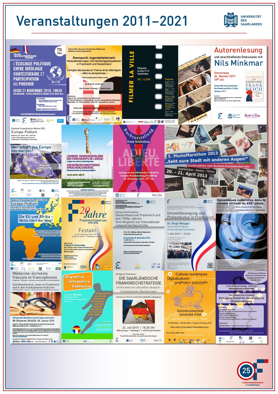 Wandtafel Veranstaltungen Frankreichzentrum 2011-2021