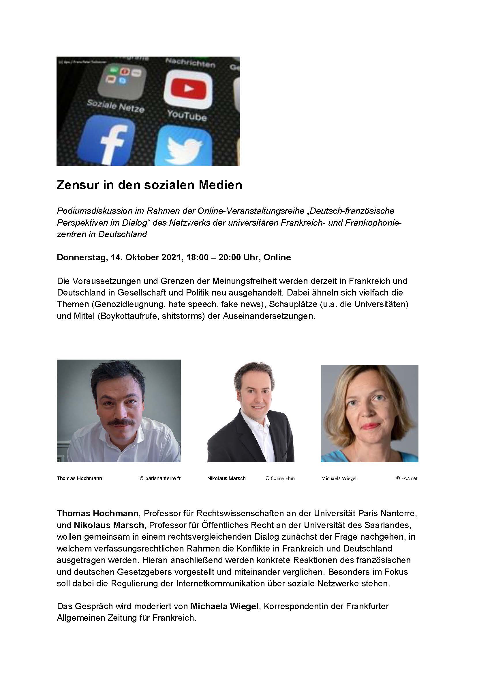 Plakat zur Zensuren in den sozialen Medien