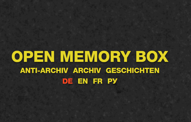 Screenshot der Startseite der Open Memory Box