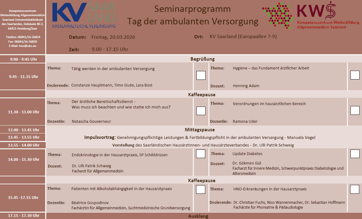 Seminarprogramm zum ST 1/2026