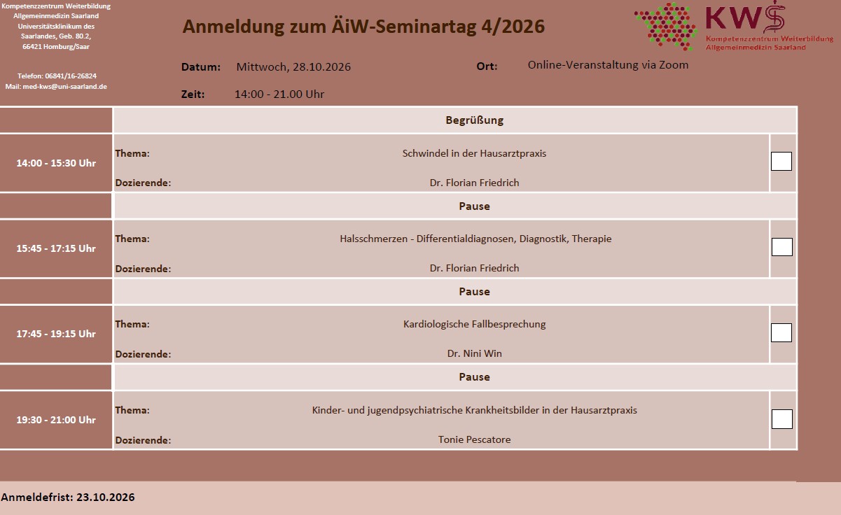 Programm zum Seminartag 4/2026