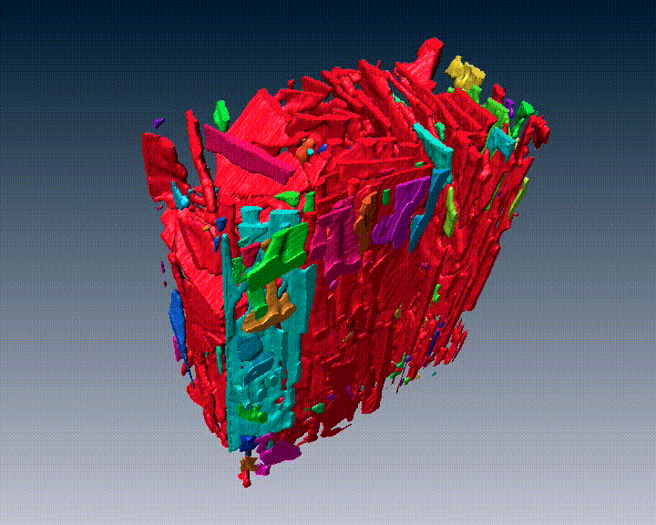 Rotierendes dreidimensionale Modell zeigt plattenartige Mikrostruktur.