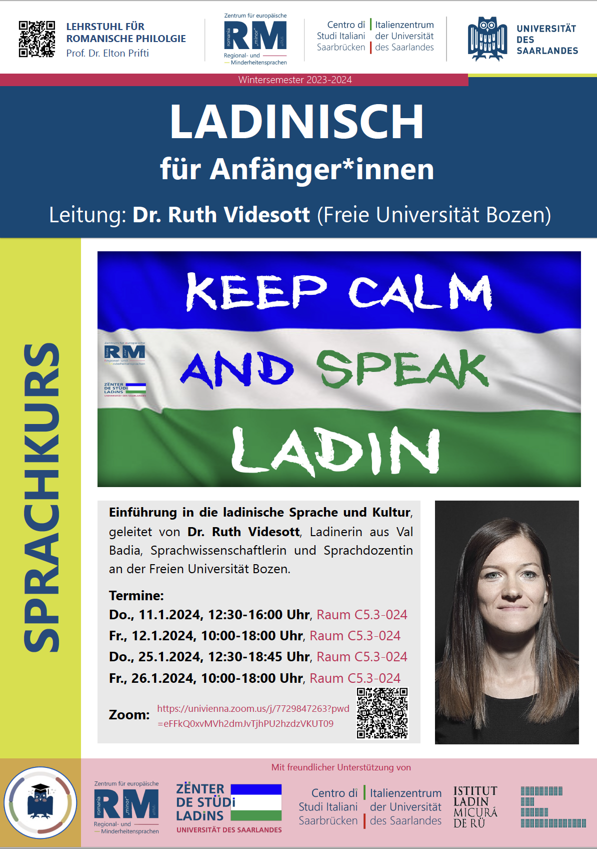 affiche pour le cours de langue ladine
