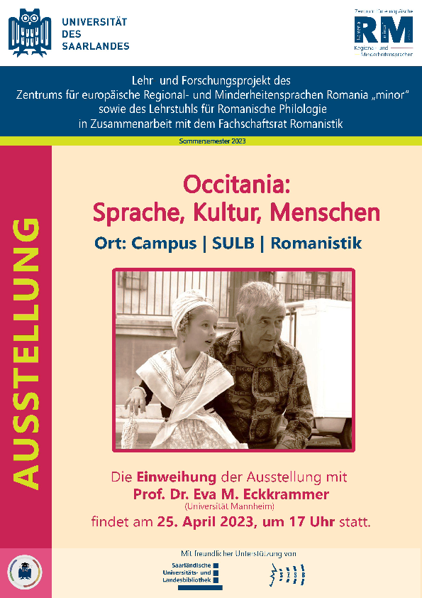 affiche pour l'inauguration de l'exposition "Occitania. Sprache, Kultur, Menschen."