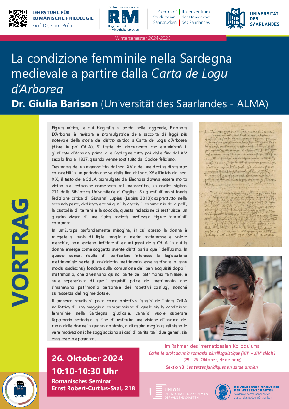 affiche pour la conférence de Giulia Barison à Heidelberg
