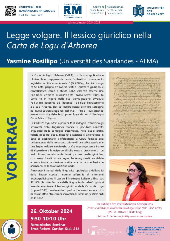 affiche pour la conférence de Yasmine Posillipo à Heidelberg