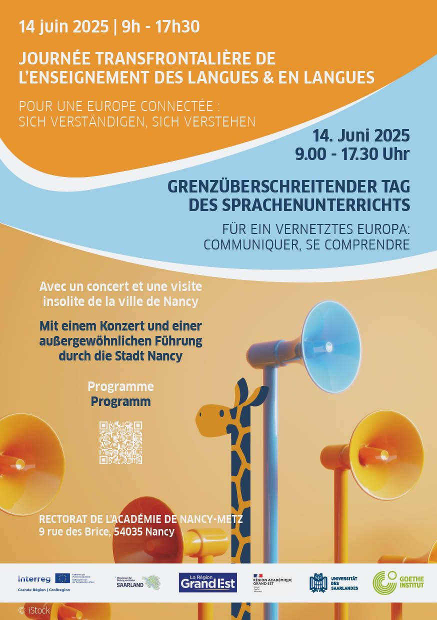 Flyer de l'évènement, on voit les dates et une girafe