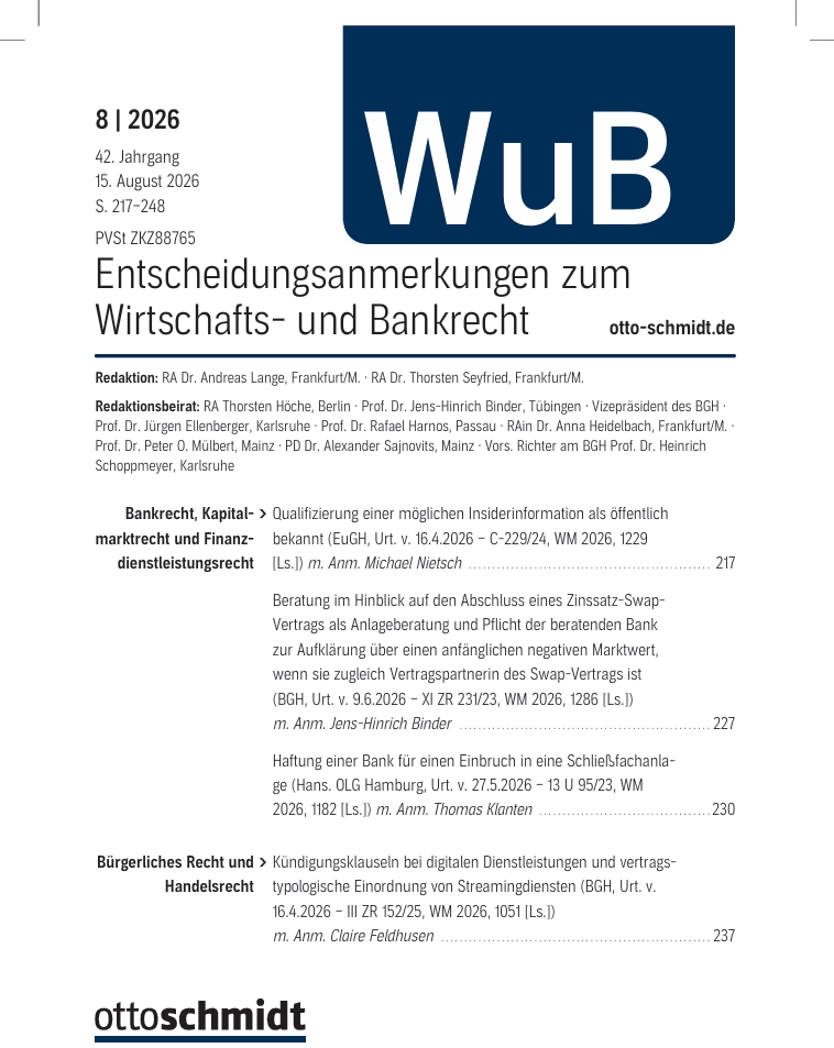 WuB 2026 Anmerkung