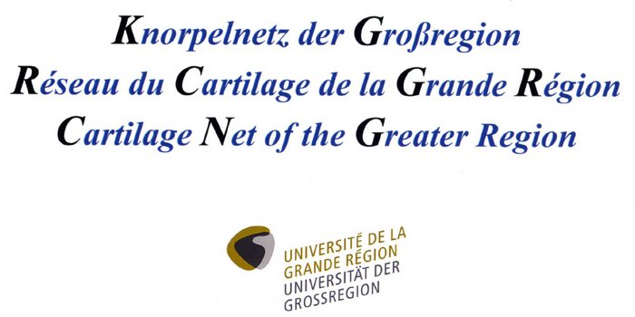 Logo Knorpelnetz der Großregion und der Universität der Großregion Logo Knorpelnetz der Großregion dreisprachig in Deutsch, Französisch und Englisch sowie der Universität der Großregion in Französisch und Deutsch