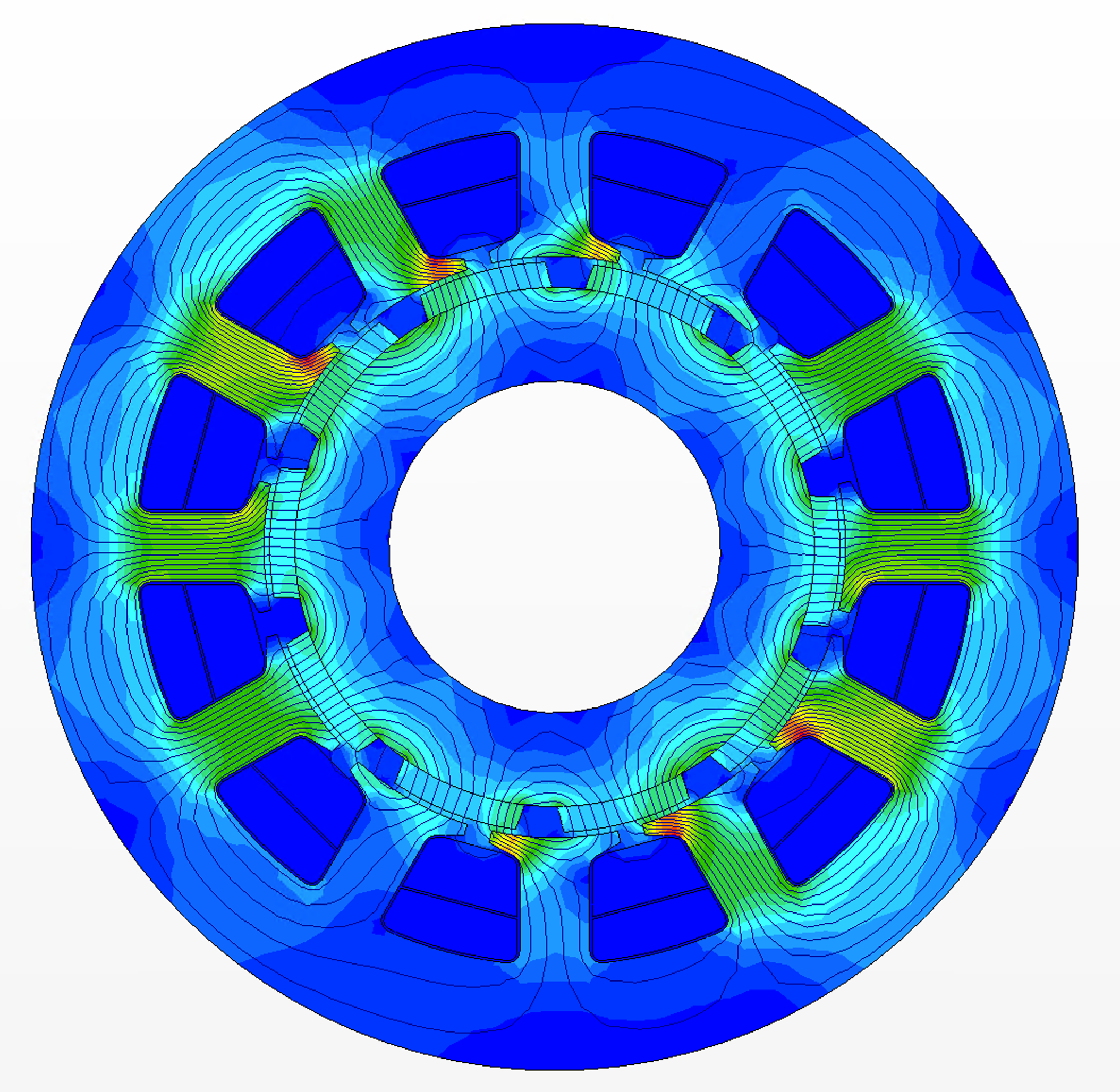 Feld-Plot aus der FEM-Simulation eines Elektromotors