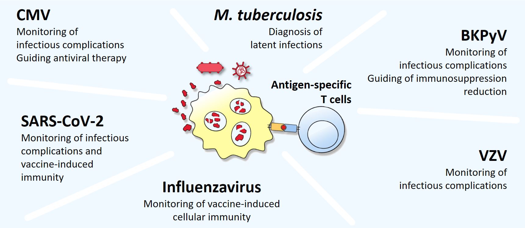 Figure of use of IGRA for clinically relevant pathogens