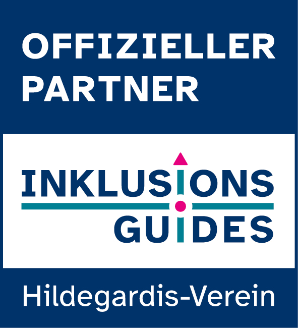 Siegel mit der Aufschrift: Offizieller Partner InklusionsGuides Hildegardis-Verein