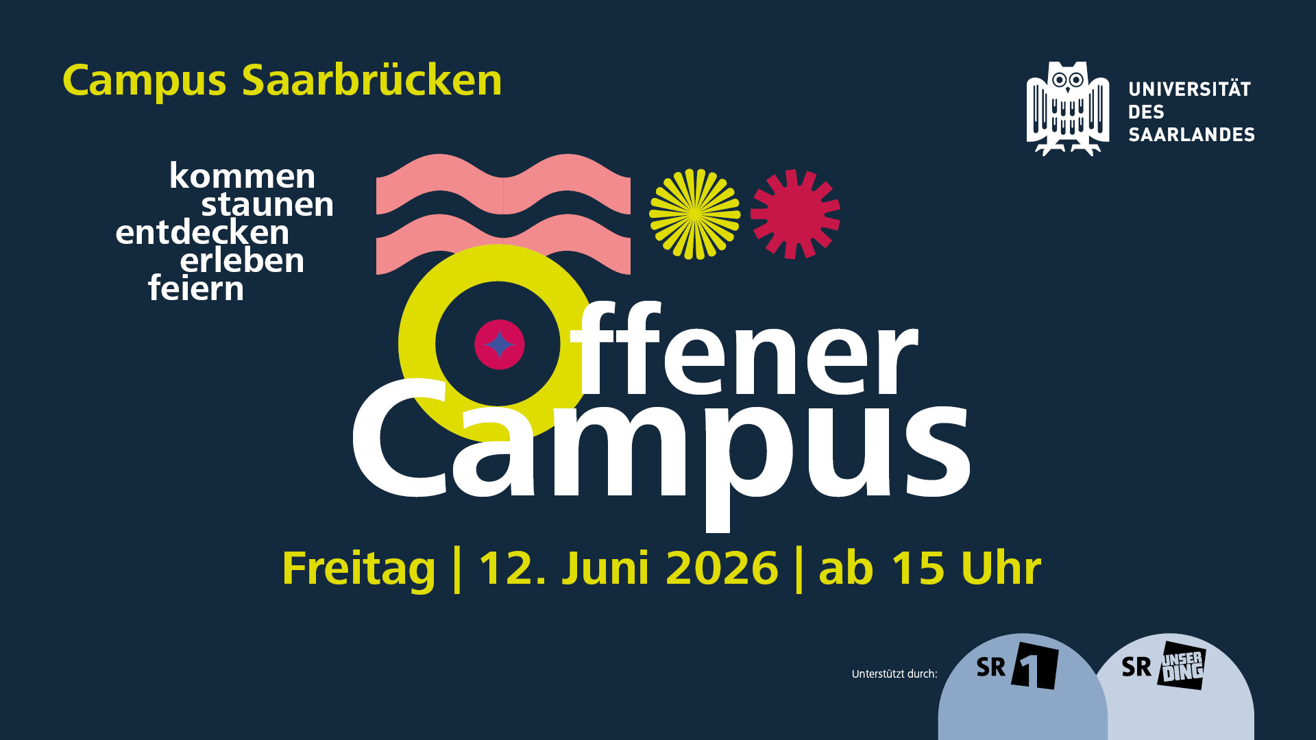 Werbegraphik zum Offenen Campus der Uni Saarbrücken am 12. Juni 2026