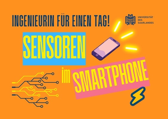 Kasten in orange mit Text: Ingenieurin für einen Tag. Sensoren im Smartphone