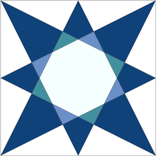 Stern mit insgesamt acht blauen Spitzen, vier großen und vier kleineren